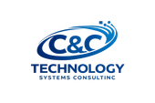 Blue C&C logo featuring stylized letters and an underlining curved graphic.