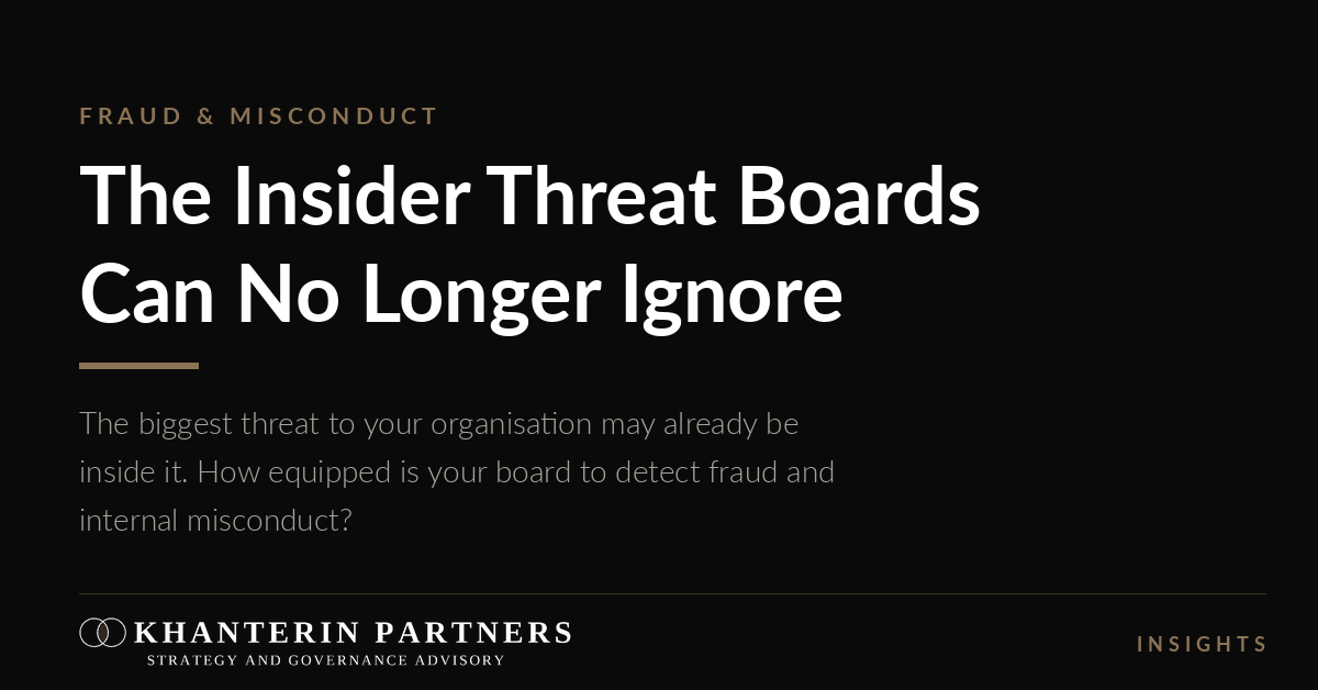 Black webinar slide titled “The Insider Threat Boards Can No Longer Ignore” with Kroll and Chandler Partners logos