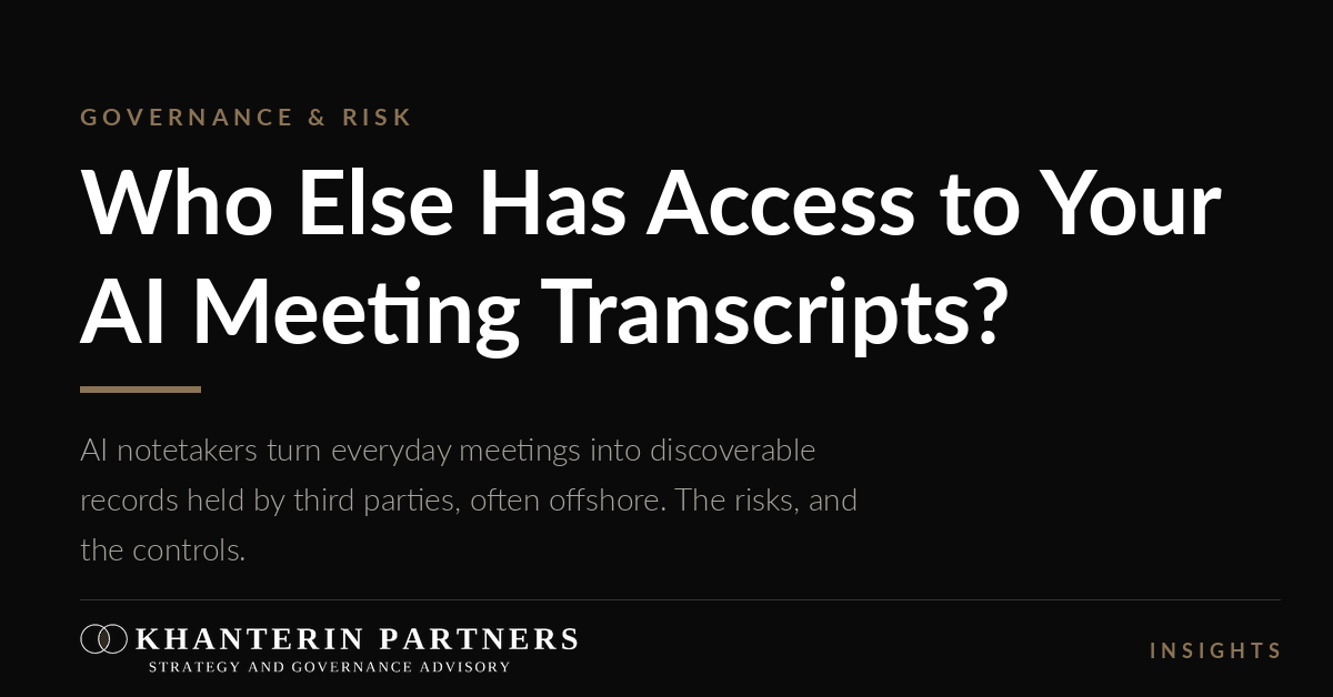 Black ad with white text: “Who Else Is Hearing Your Meetings?” and smaller company branding below.