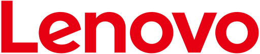 Logotipo rojo de Lenovo en letras grandes sobre un fondo blanco