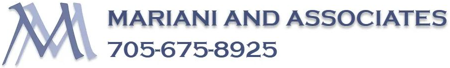 Logo for Mariani and Associates with a phone number.