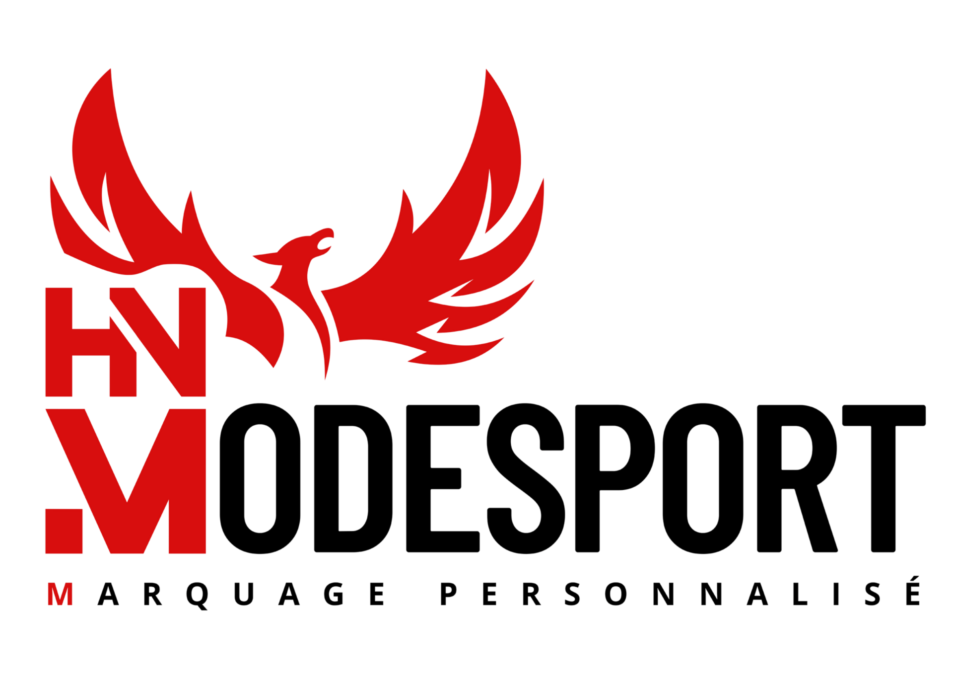 Logo MODESPORT avec des ailes rouges et le texte « Marquage personnalisé »
