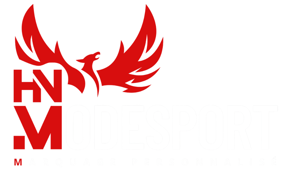 Logo rouge avec des ailes stylisées au-dessus des lettres HN M superposées.
