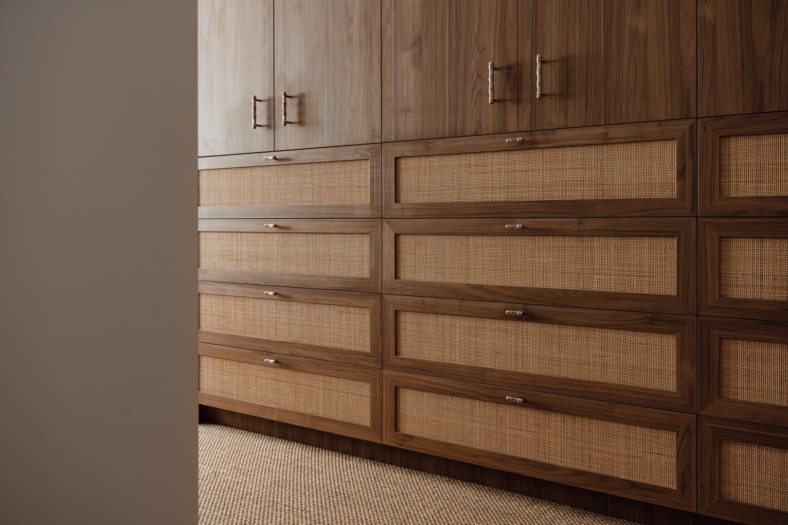 Wooden Dresser With Woven Rattan Drawer Fronts — PKJ Design in Unanderra, NSW