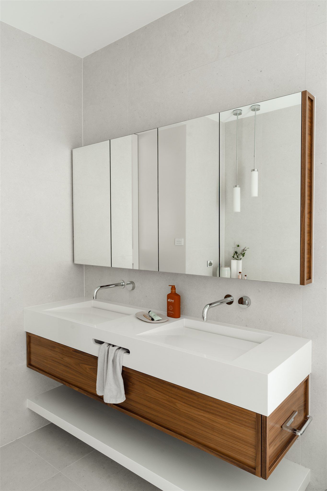 Modern Bathroom Vanity With Double Sinks — PKJ Design in Unanderra, NSW