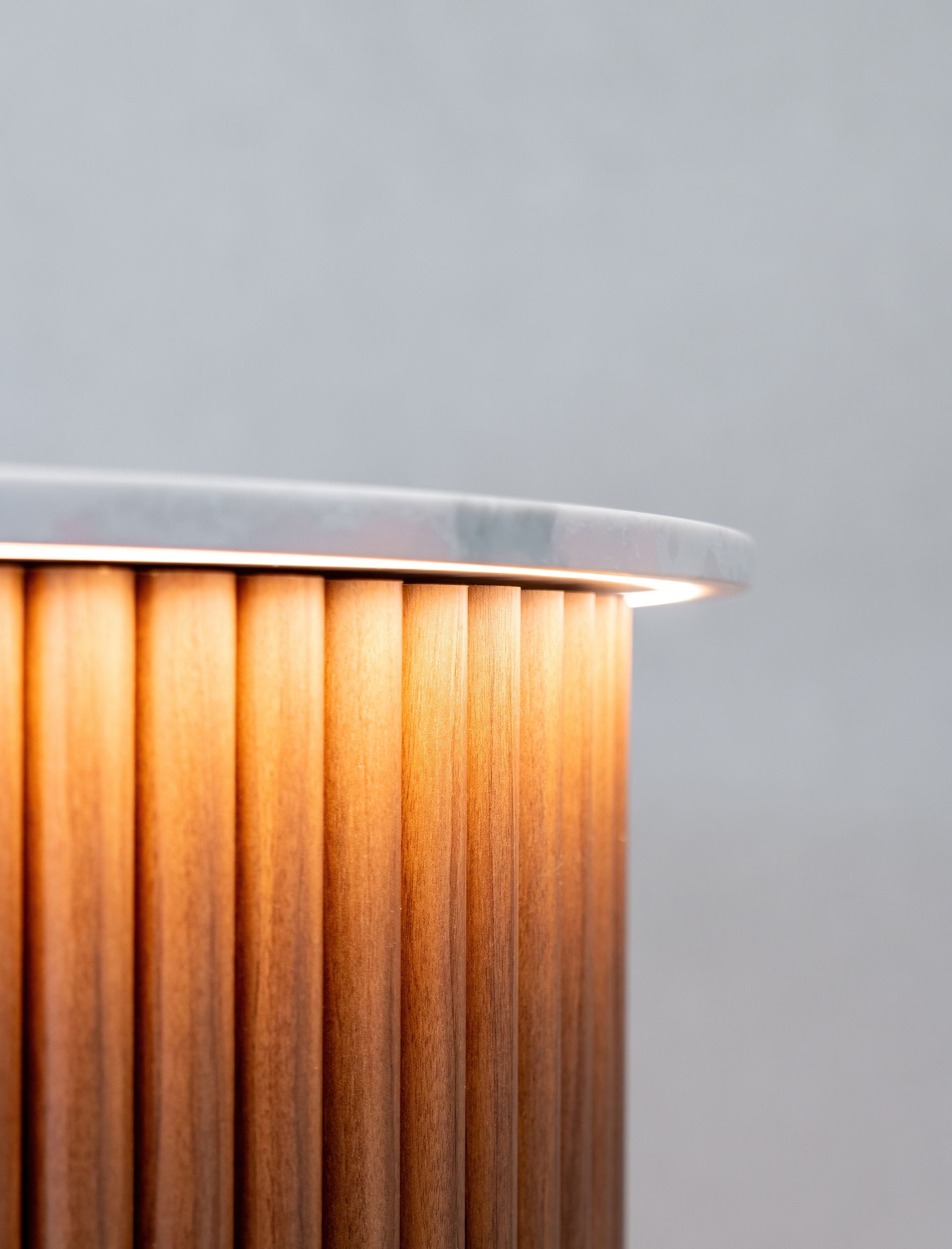 Close-up of a Wooden Slatted Lampshade — PKJ Design in Unanderra, NSW