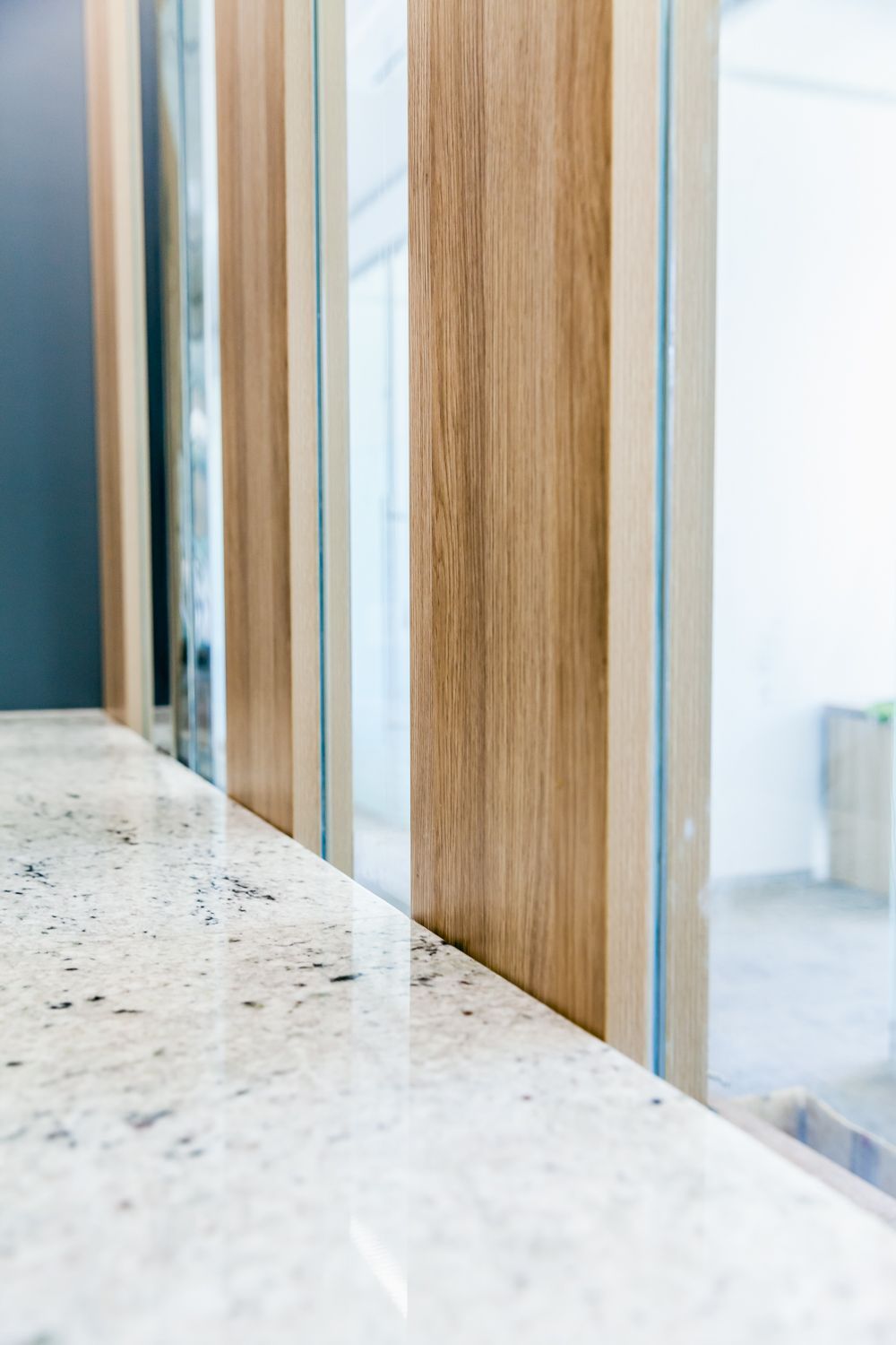Modern Hallway With Wood-paneled Glass Doors — PKJ Design in Unanderra, NSW