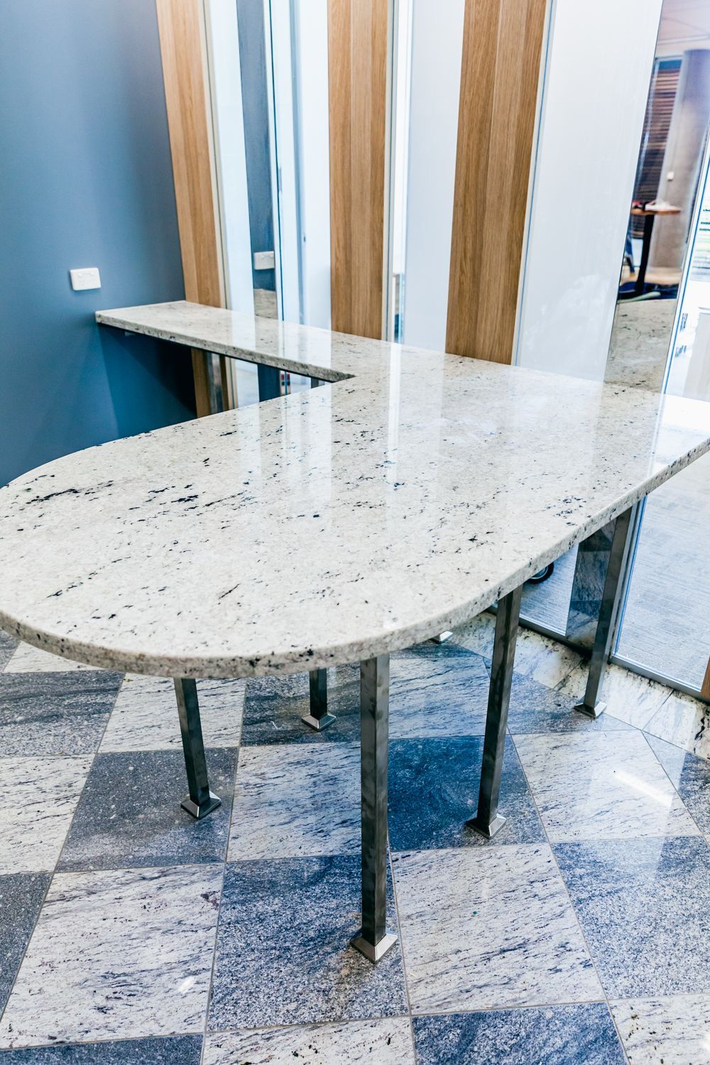 Two Stone-topped Tables With Metal Legs — PKJ Design in Unanderra, NSW