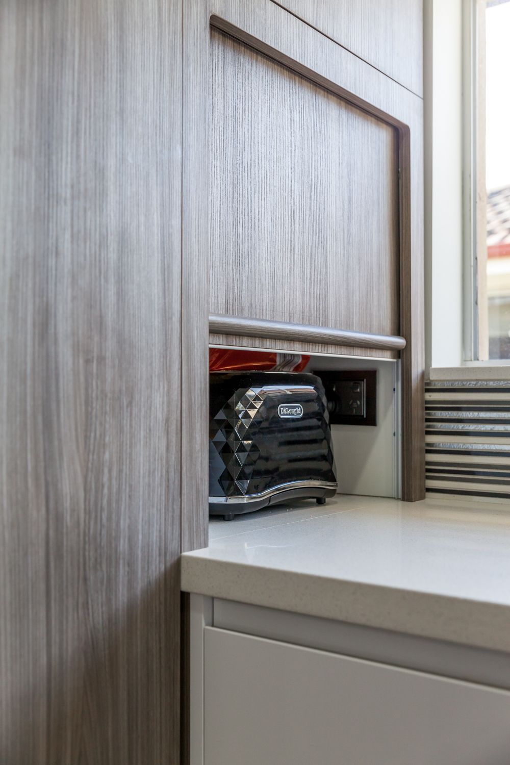 Backpack Tucked in a Small Recessed Shelf — PKJ Design in Unanderra, NSW