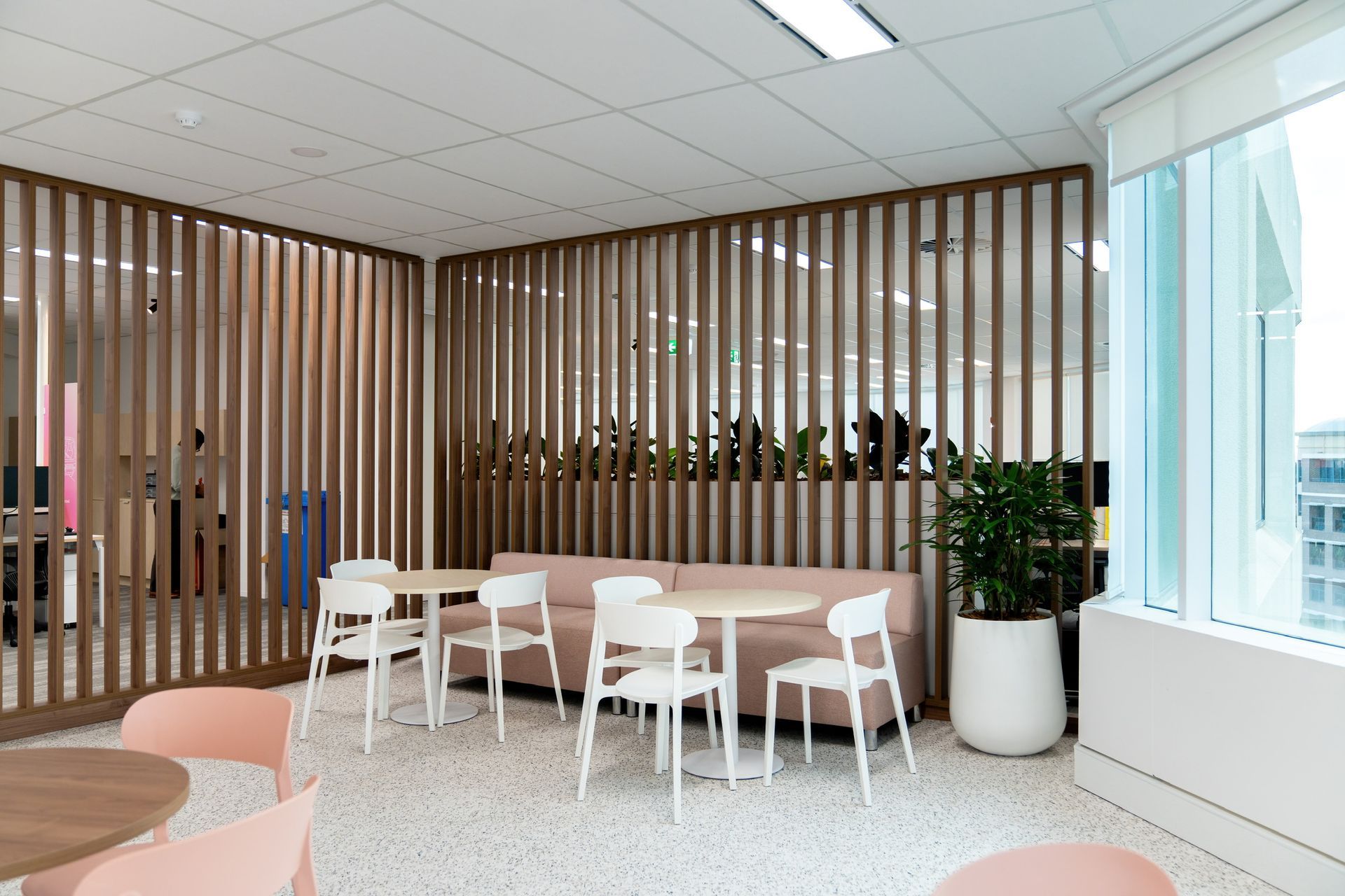 Modern Lounge With White Tables and Chairs — PKJ Design in Unanderra, NSW