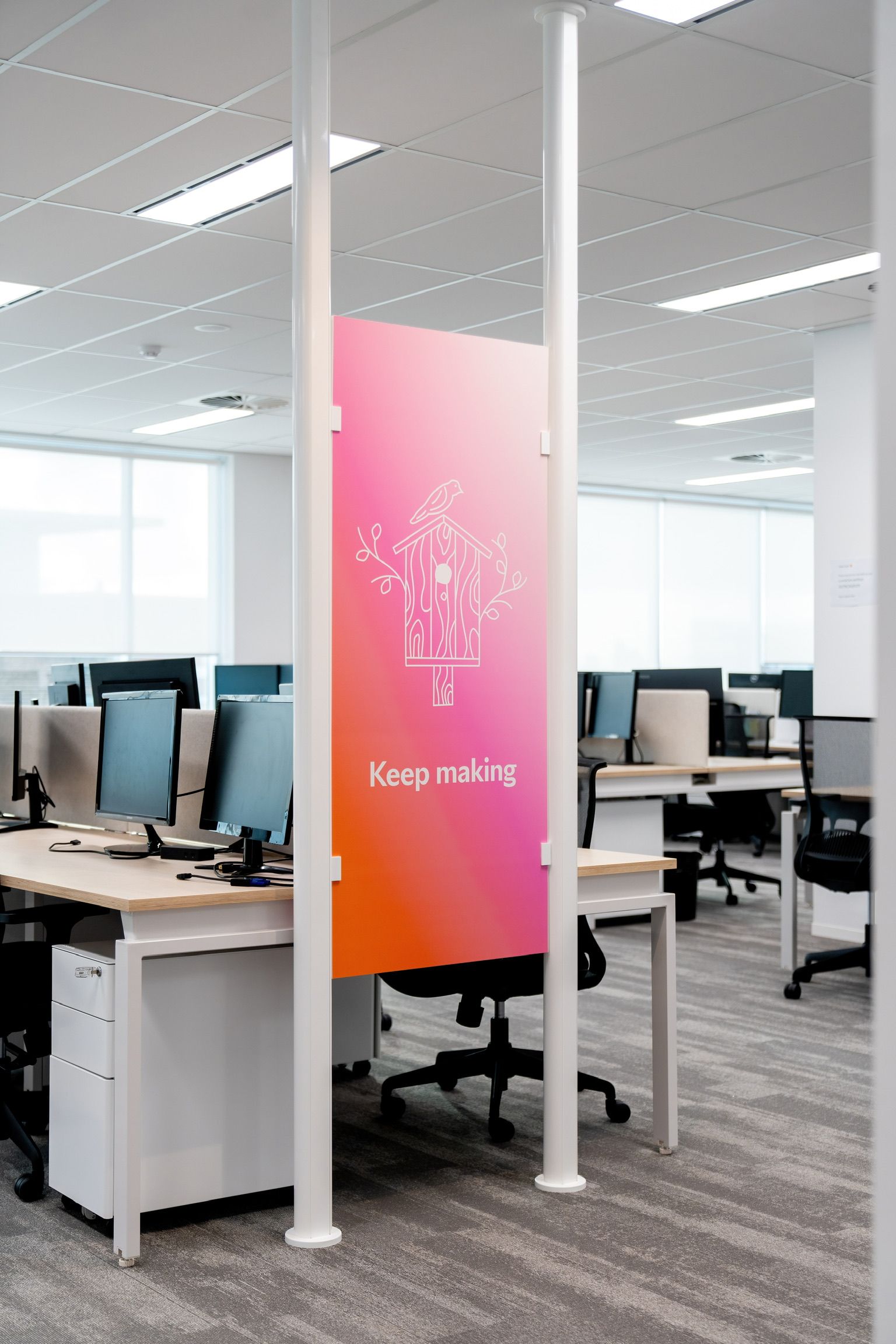 Open Office With Desks, Computer and Monitors — PKJ Design in Unanderra, NSW