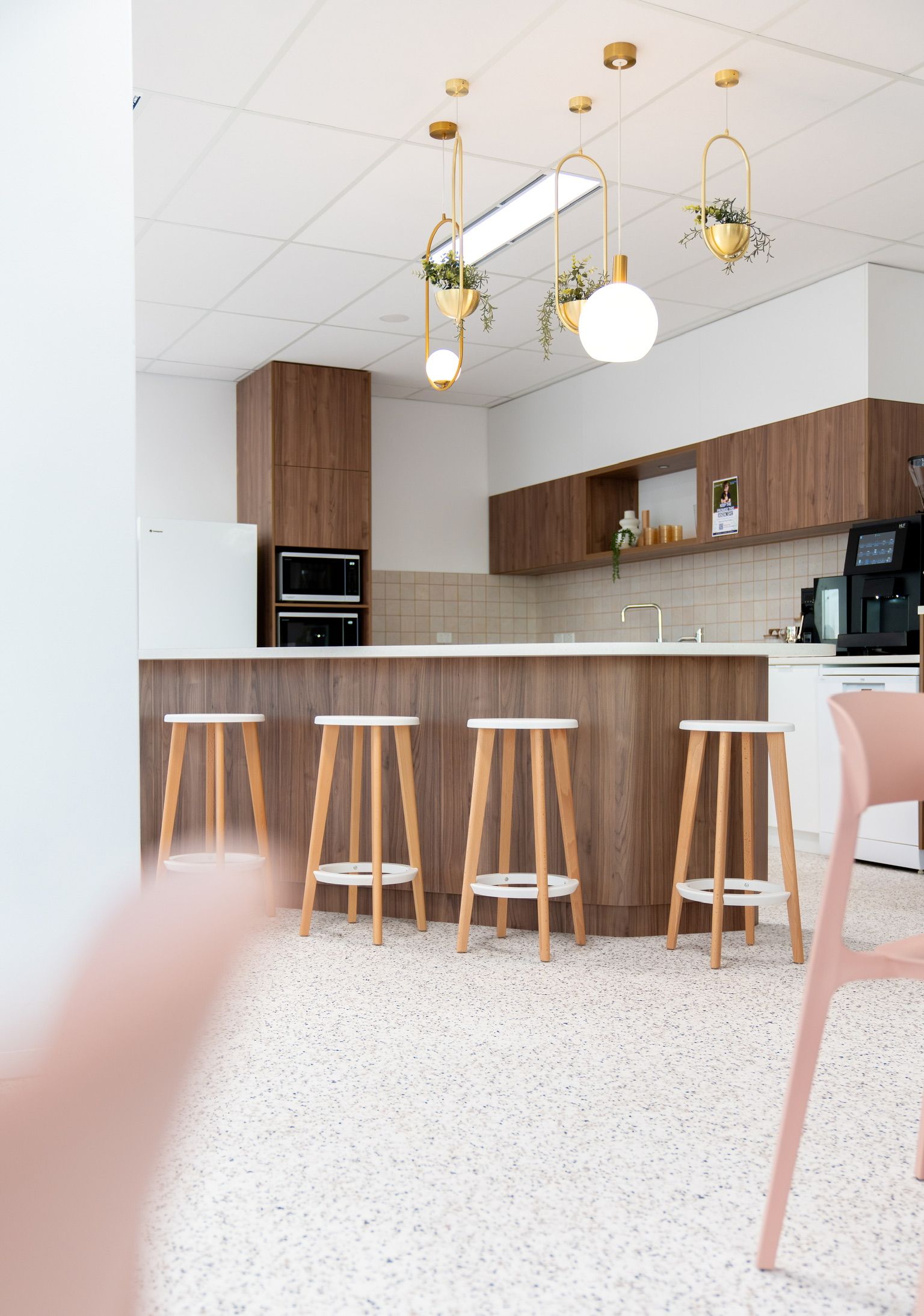 Modern Kitchen With Wooden Island — PKJ Design in Unanderra, NSW