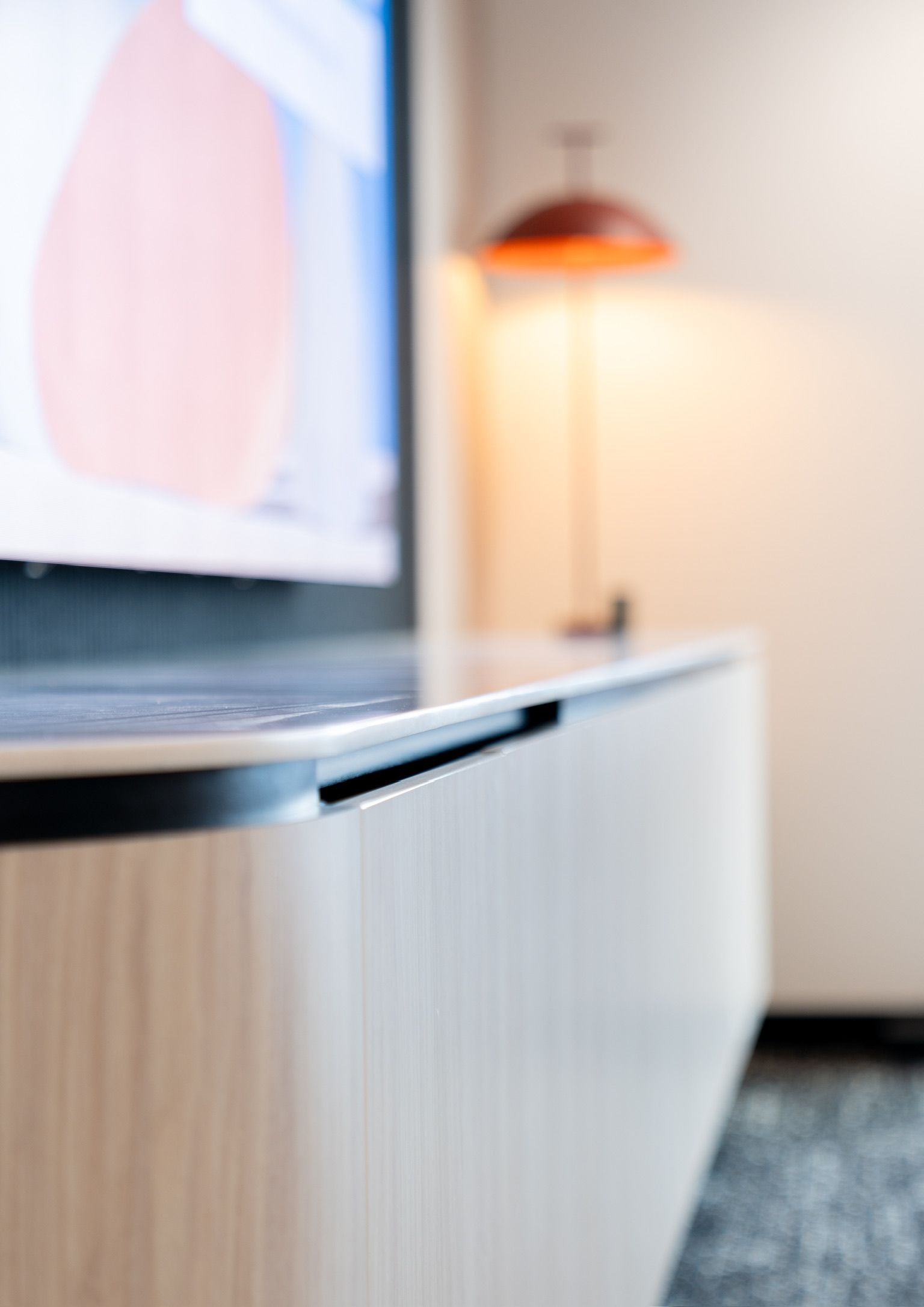 Modern TV on a Light Wood Cabinet — PKJ Design in Unanderra, NSW