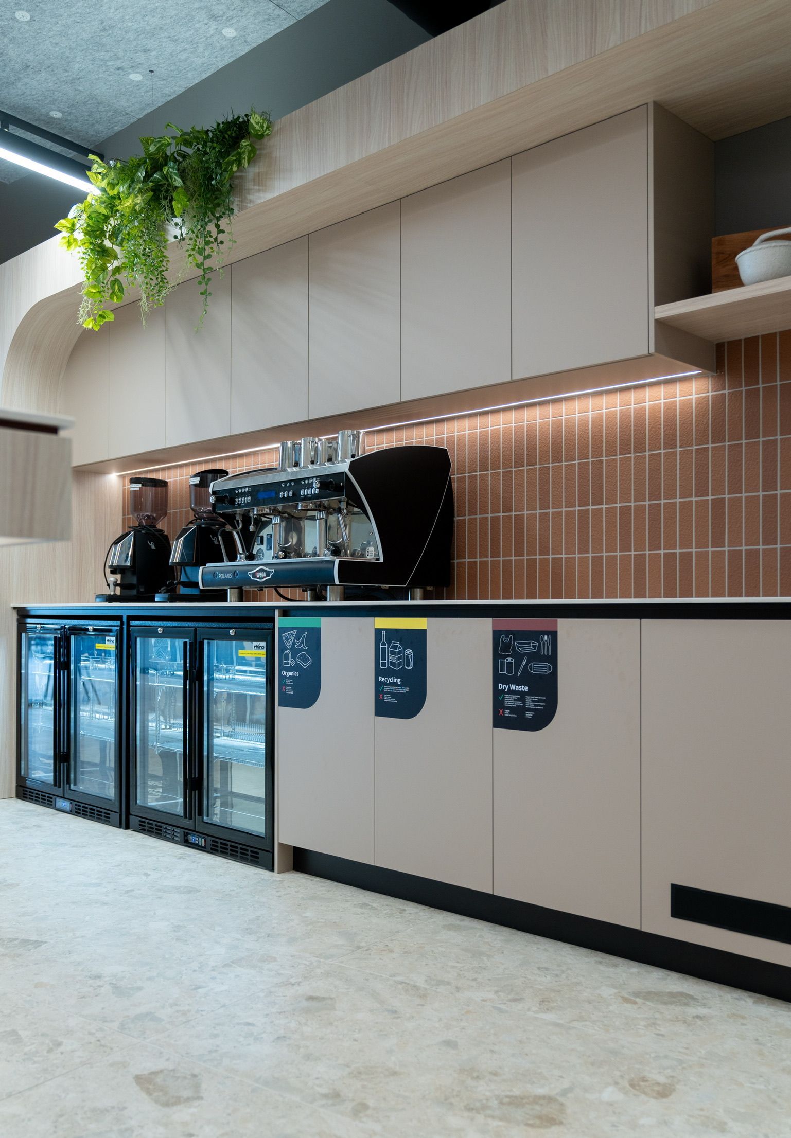 Modern Café Counter With a Black Espresso Machine — PKJ Design in Unanderra, NSW