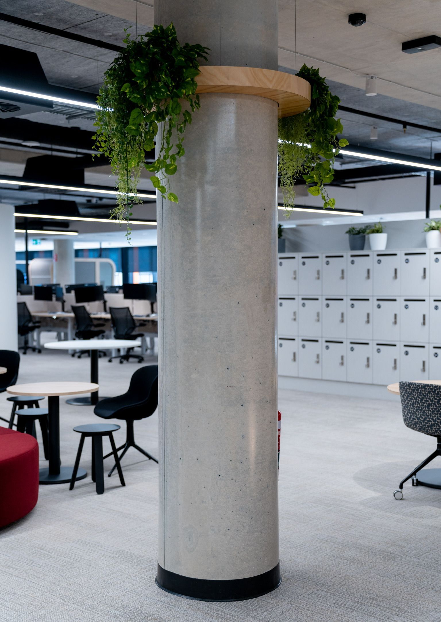 Modern Office Interior With Concrete Column — PKJ Design in Unanderra, NSW