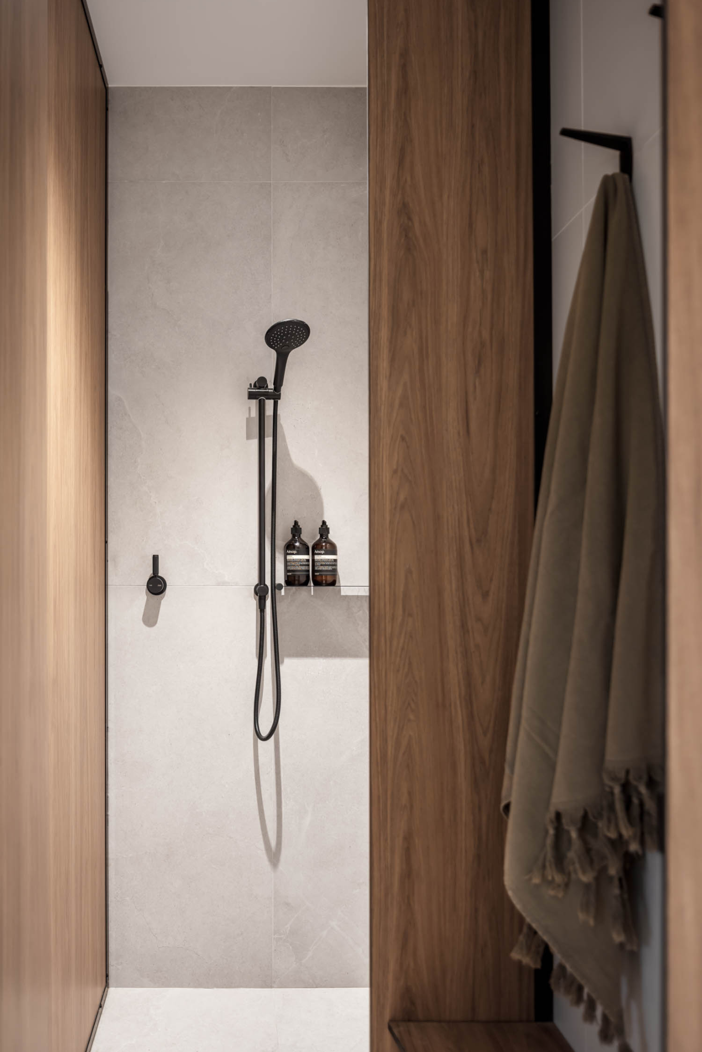 Modern Shower With Handheld Showerhead — PKJ Design in Unanderra, NSW