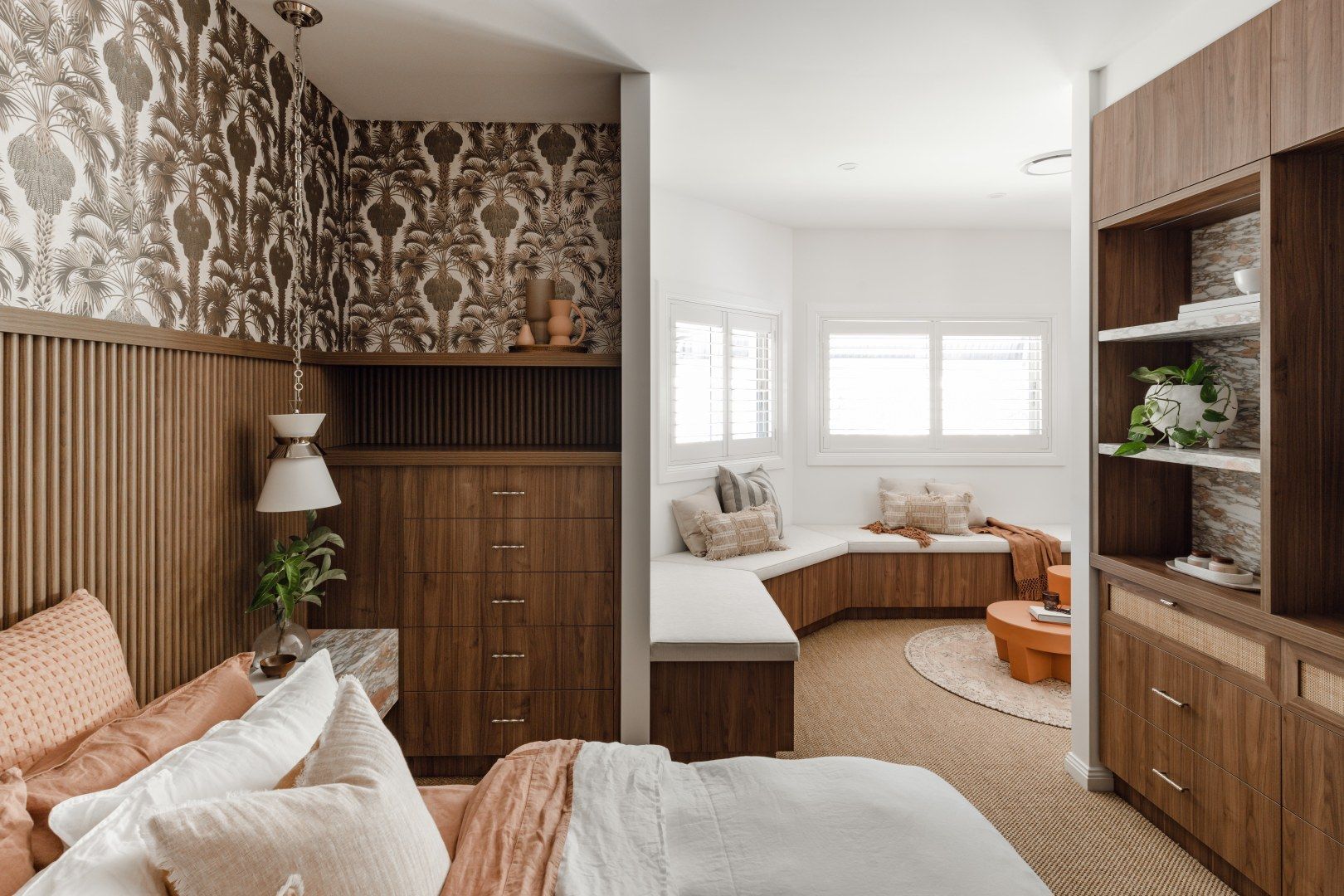 Cozy Bedroom With Wood Cabinetry — PKJ Design in Unanderra, NSW