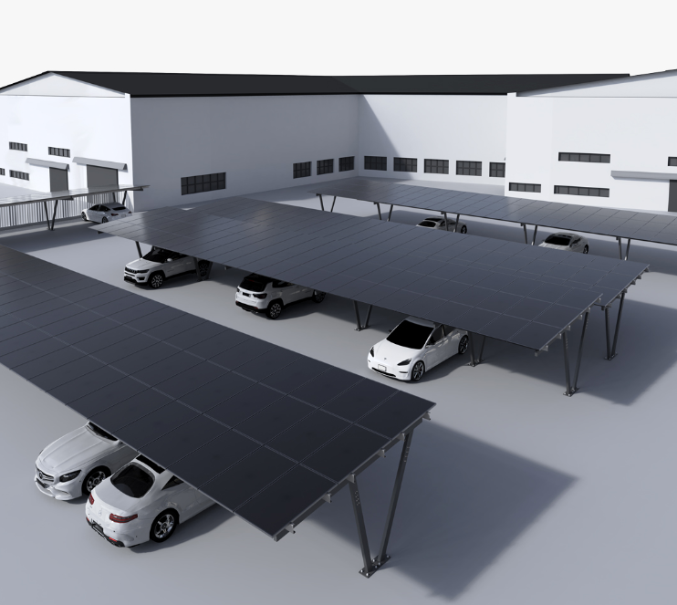 Parking avec carport solaire Parking avec carport solaire