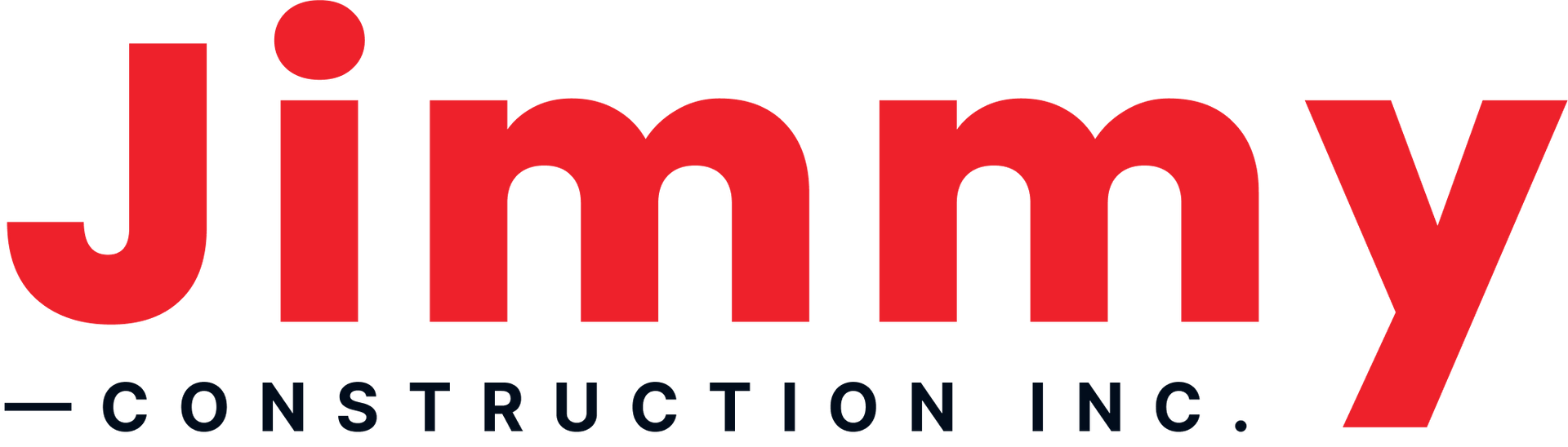 The jimmy construction inc logo is red and black