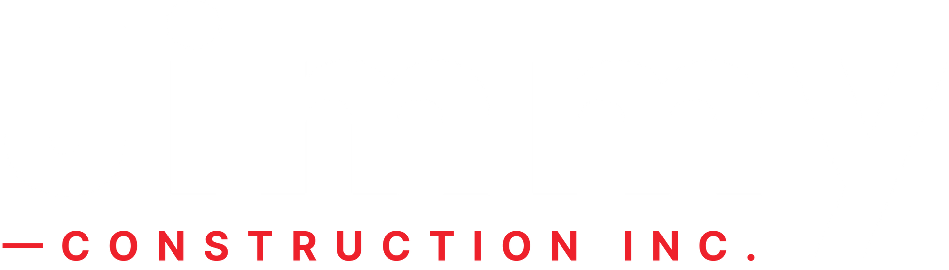 A white background with red letters that says construction inc.