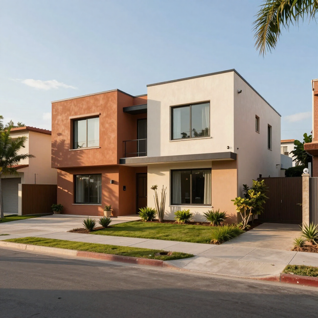 Fachada de casa usada bien mantenida