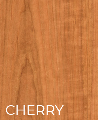Cherry wood grain sample with the label “CHERRY” at the bottom.