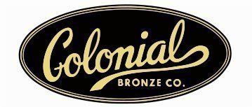 Colonials Bronze Co. logo in cream script on a black oval background