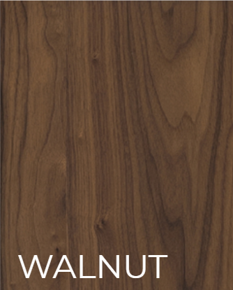 Walnut wood grain sample with the label “WALNUT” at the bottom.