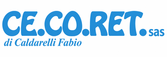 Logo blu con la scritta «CE.CO.RET. sas di Caldurelli Fabio» e un sottotitolo in corsivo.