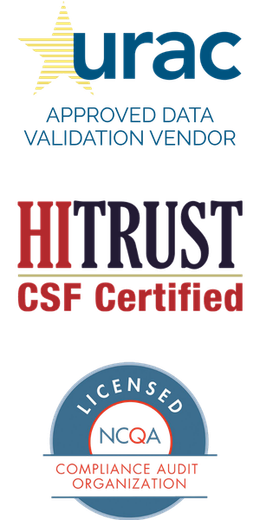 URAC-approved validation vendor, HITRUST certified, Licensed NCQA