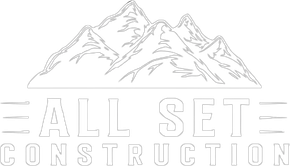 A logo for "All Set Construction," featuring a white-outlined mountain range above the company name in a block font.