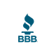 BBB logo with blue torch icon above bold blue letters on white background
