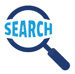 A magnifying glass with the word search on it