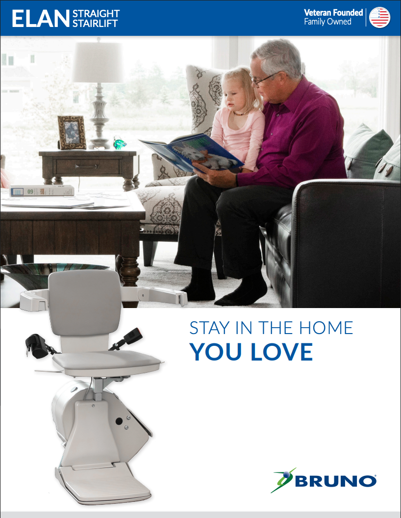 Bruno Elan SRE-3050 straight stairlift brochure cover