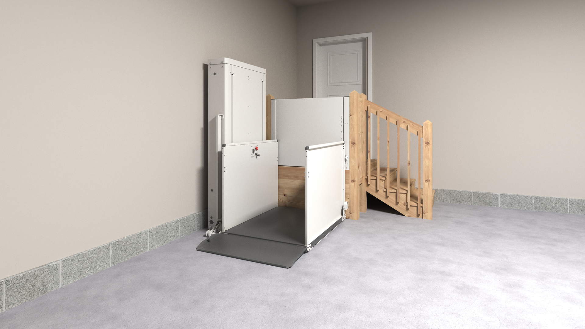 Wheelchair lift installed at a home entrance