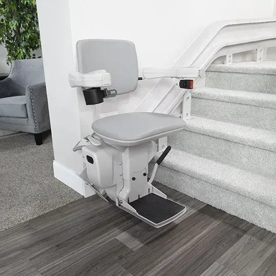 Bruno Power Swivel Seat automatically rotating on a stairlift, installed by Altamira Ltd.