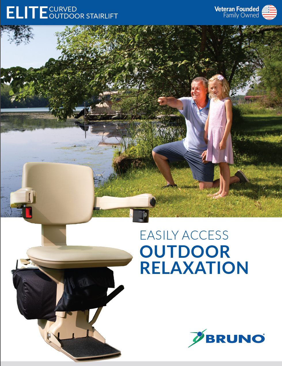 Bruno Elite CRE-2110E curved outdoor stairlift brochure cover
