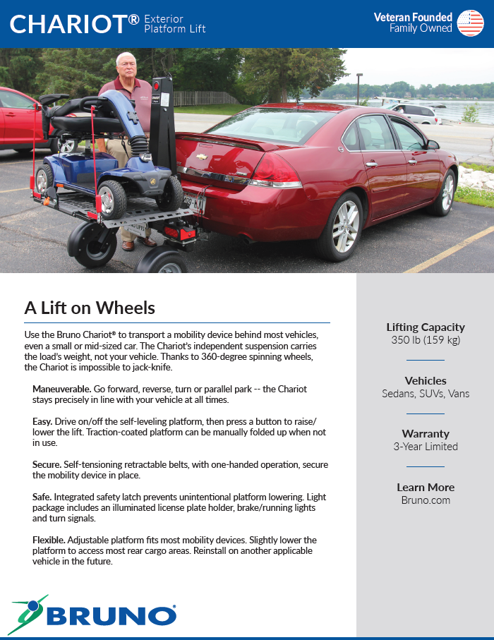Bruno Chariot ASL-700 exterior platform vehicle lift brochure cover