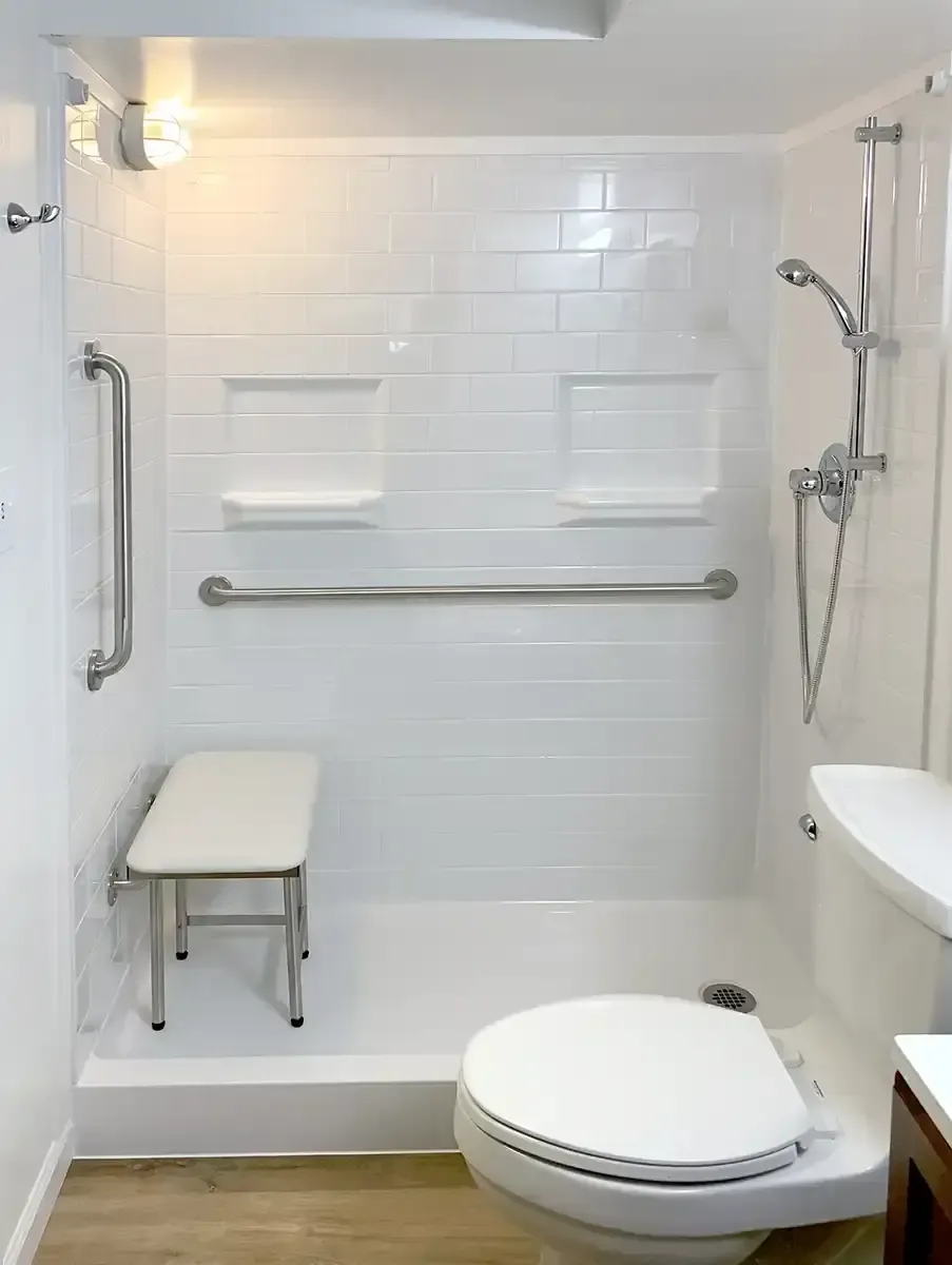Walk-in shower with built-in seat