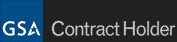 A blue and black logo for GSA contract holder