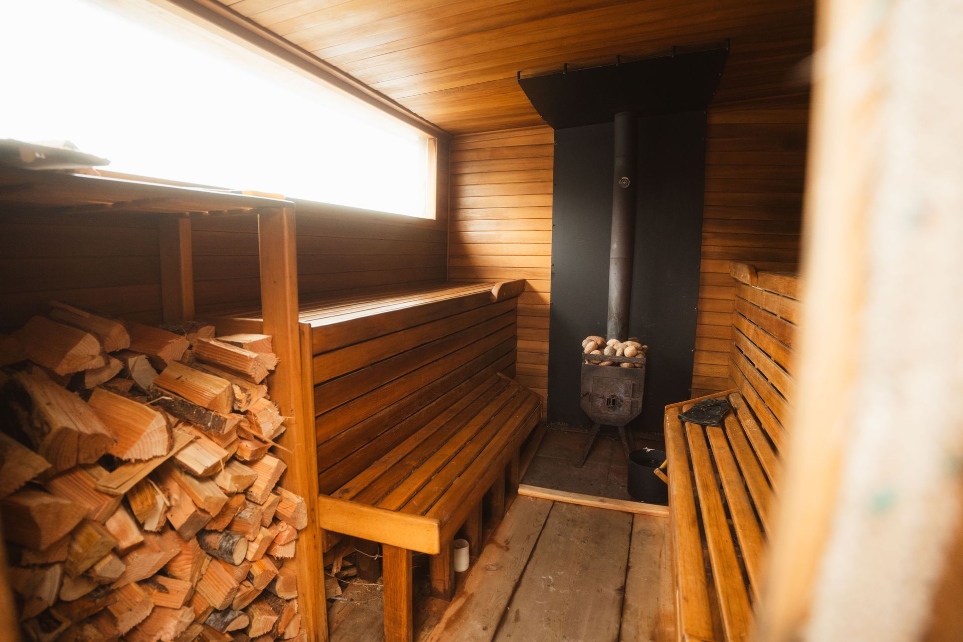 Finnish wooden sauna and steam room