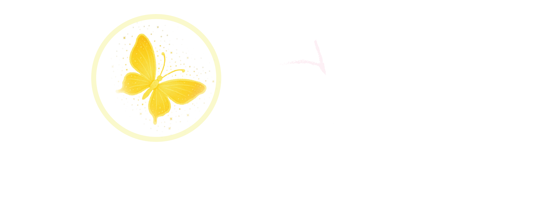Yellow butterfly inside a pale yellow circle on a white background