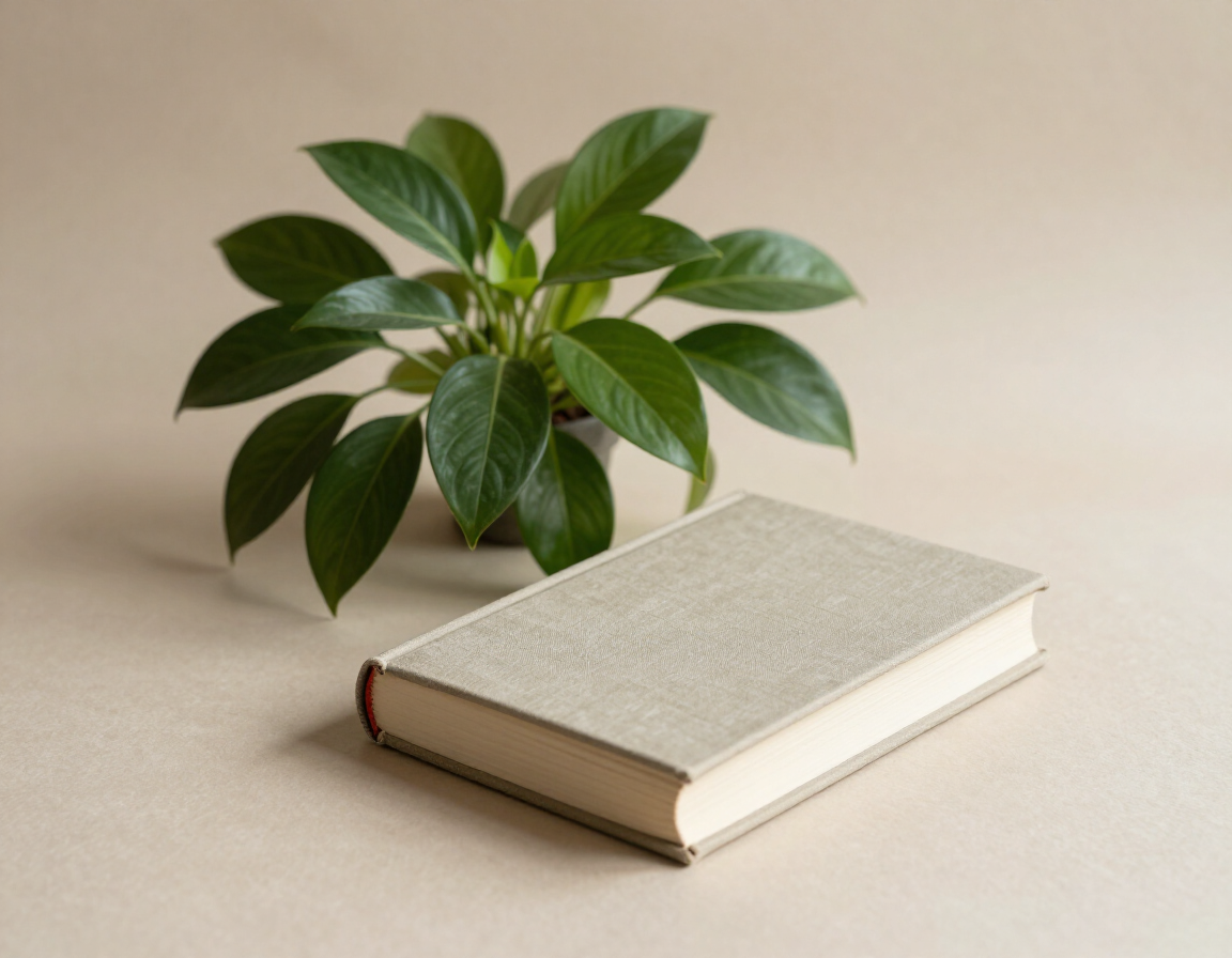 Planta y libro en una composición serena