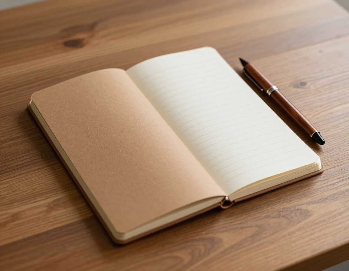 Cuaderno terapéutico sobre mesa de madera