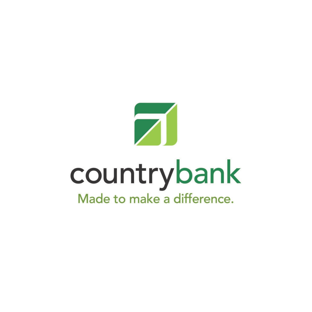 The Country Bank logo consists of a green square icon with an arrow shape and the text 