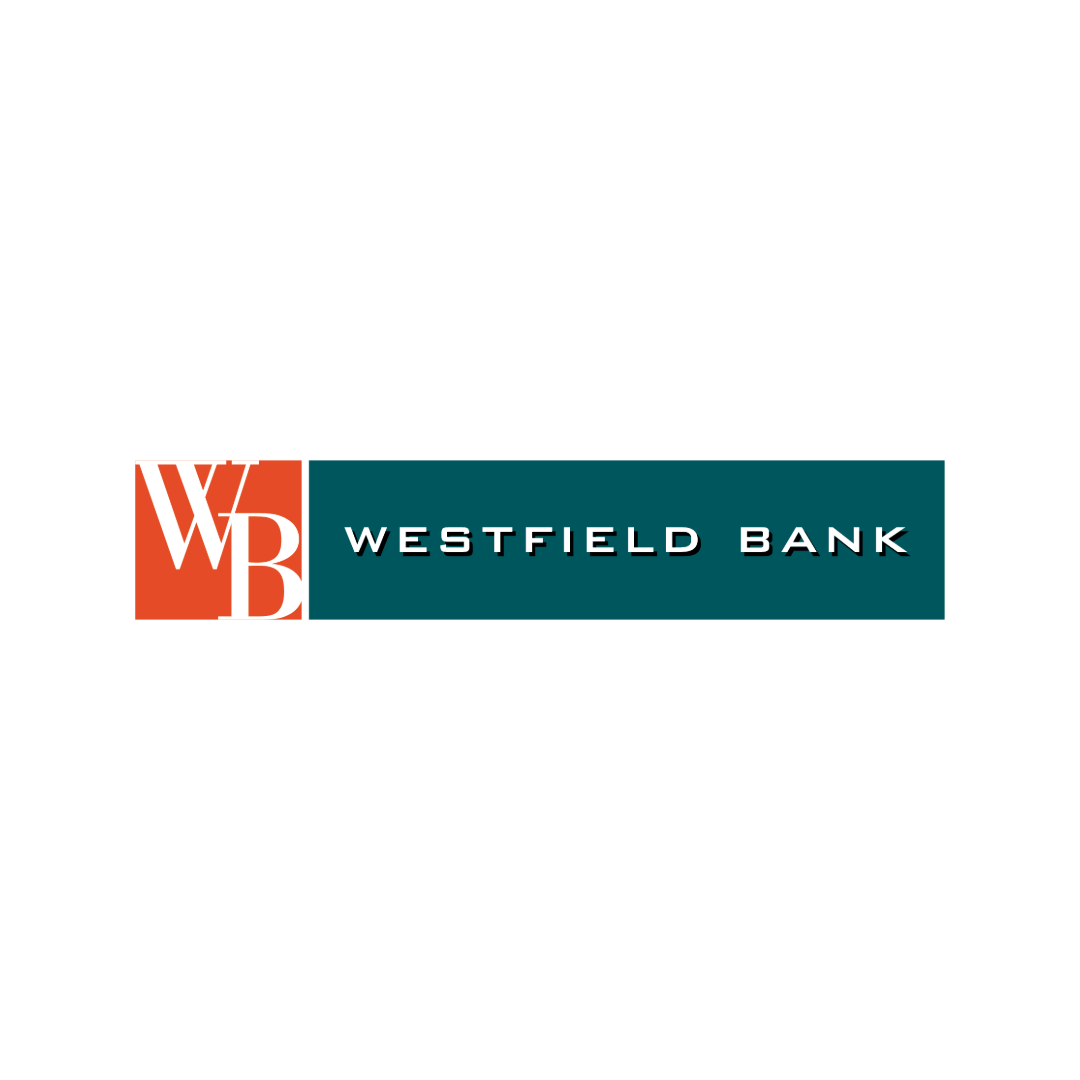 Westfield Bank logo: white text on a teal rectangle, red and white WB initials.
