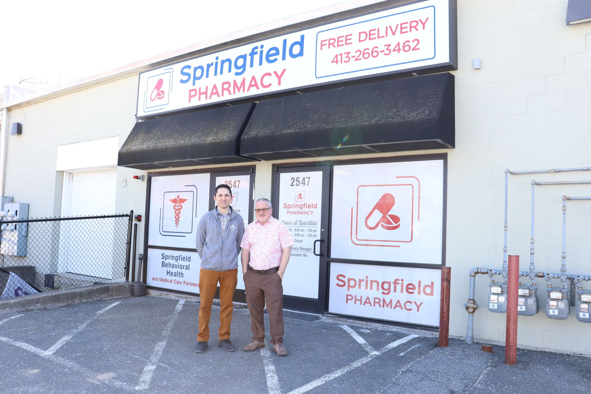 Springfield Pharmacy owners Alex Wu and Tobias Billups 