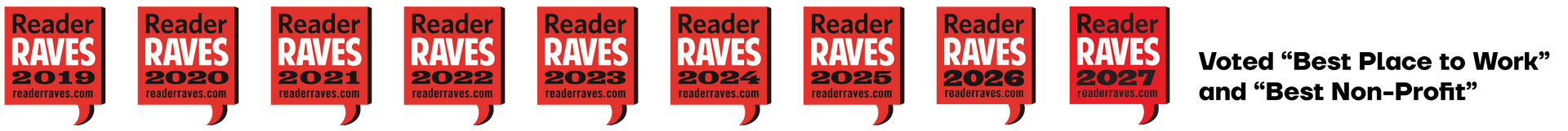 Picture that reads Reader Raves winners of 