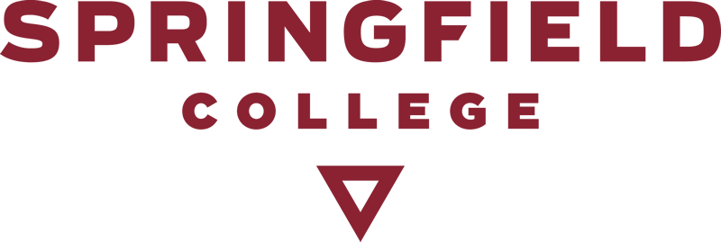 Springfield College logo with maroon text and a maroon downward-pointing triangle.