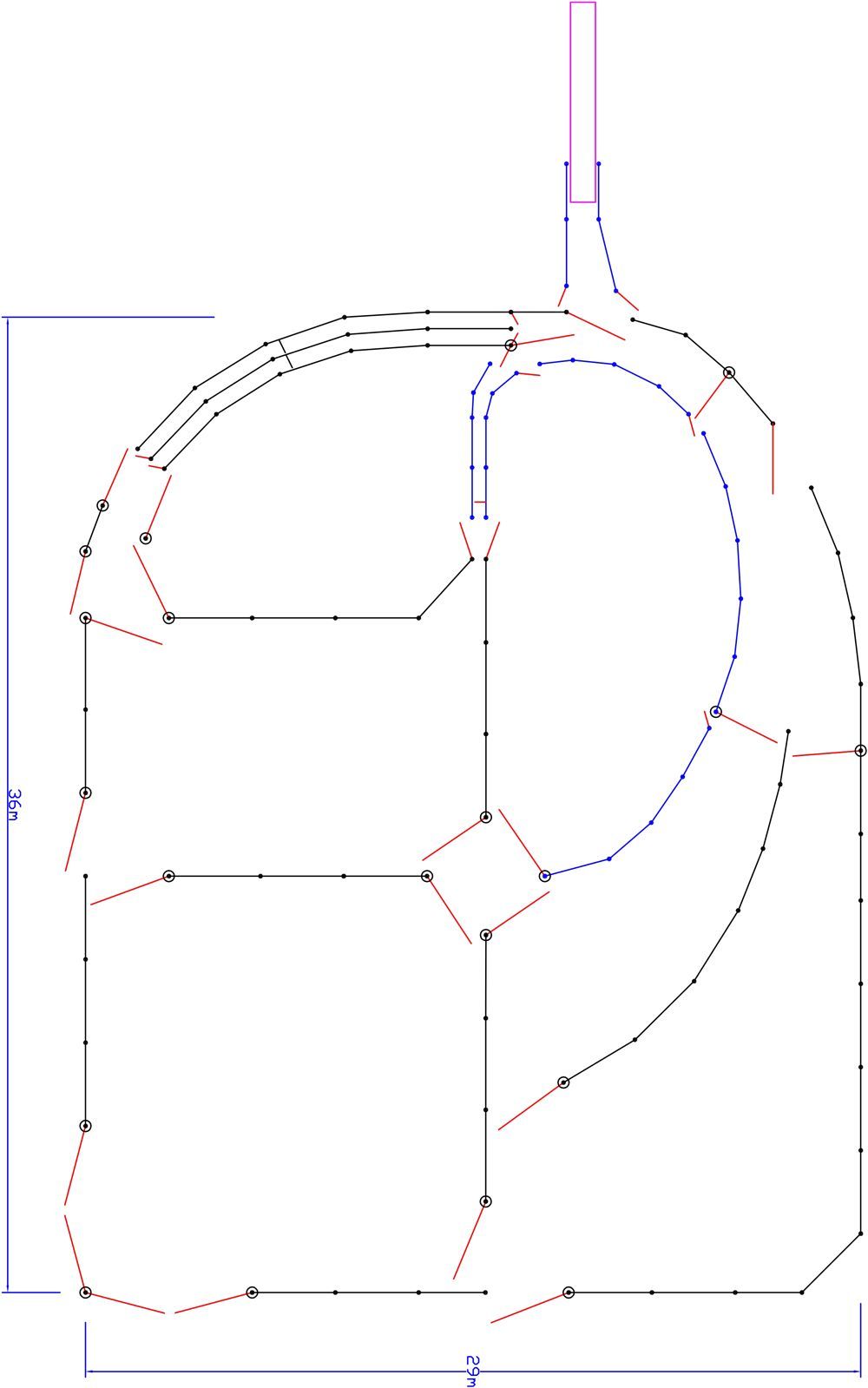 A drawing of a circle with a red arrow pointing to the right